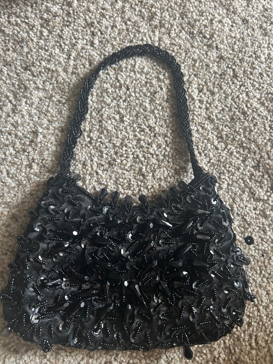 Bijoux Terner Handbags - Bijoux Terner Black Beaded Evening Handbag